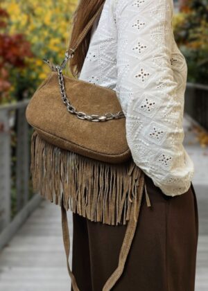 Torebka skórzana zamszowa fredzle S508